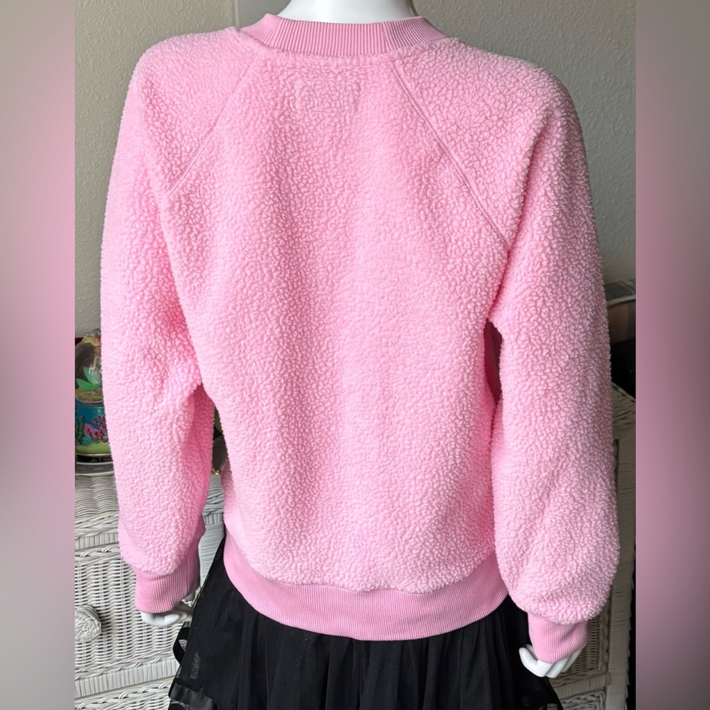 Everlane Renew Fleece Pullover Crewneck Long Sleeve Ribbed Cuffs in Pink Size XL - Picture 5 of 11